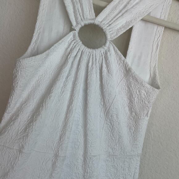 Opening Ceremony Textured White O-Ring Ruffle Hem Midi Dress - Picture 11 of 16